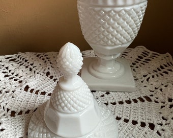 Vintage Westmoreland Milk Glass English Hobnail Pedestal Candy DishVintage