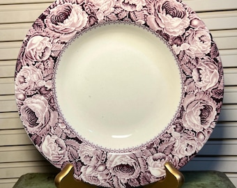 June Plum Rim Soup Bowl By Arthur J Wilkinson  Purple Transferware