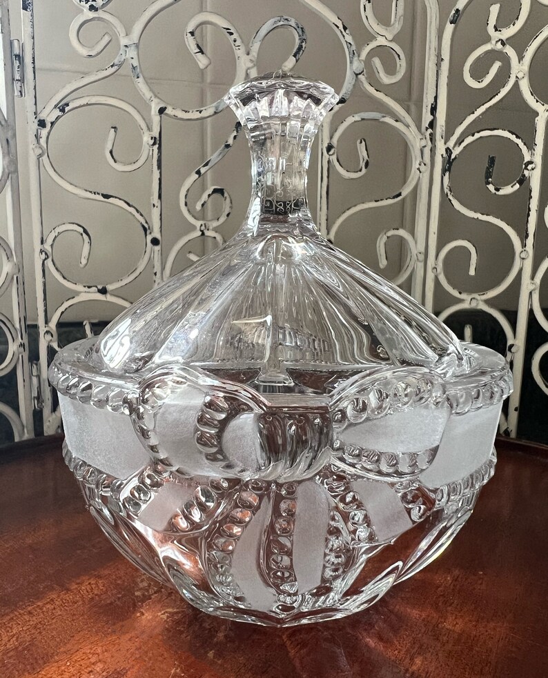 Vintage Crystal Candy Bowl With Lid Made In Germany Ribbon Design With Il 794xN.5762612074 Deha