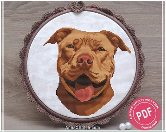 Pitbull Cross Stitch Etsy