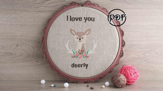 Valentines Day Gift Cross Stitch Pattern Pdf Deer Etsy Valentines Day Gift Cross Stitch Pattern Pdf Deer Etsy