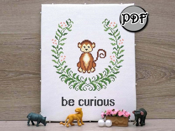 Baby ebroidery chart Elephant head cross stitch pattern pdf Instant download Jungle nursery needlepoint