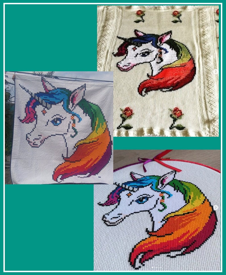 Unicorn cross stitch pattern pdf by AnnaXStitch Modern hand Etsy