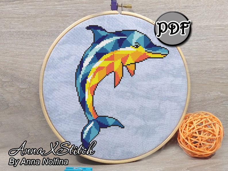 Dolphin Modern cross stitch pattern pdf by AnnaXStitch | Etsy