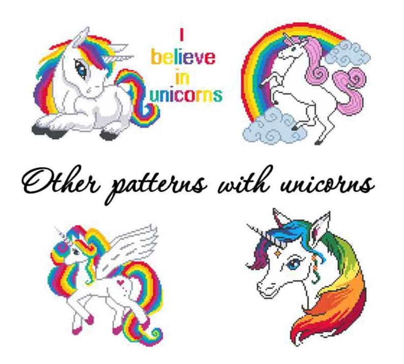 Unicorn cross stitch pattern pdf by AnnaXStitch Modern hand Etsy
