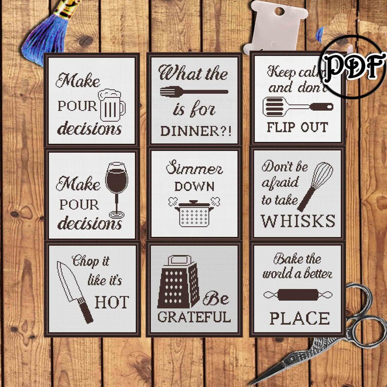 Simmer down Kitchen decor cross stitch pattern Kitchen signs Cross stitch kitchen art Cross stitch kitchen gift Housewarming gift Mom gifts