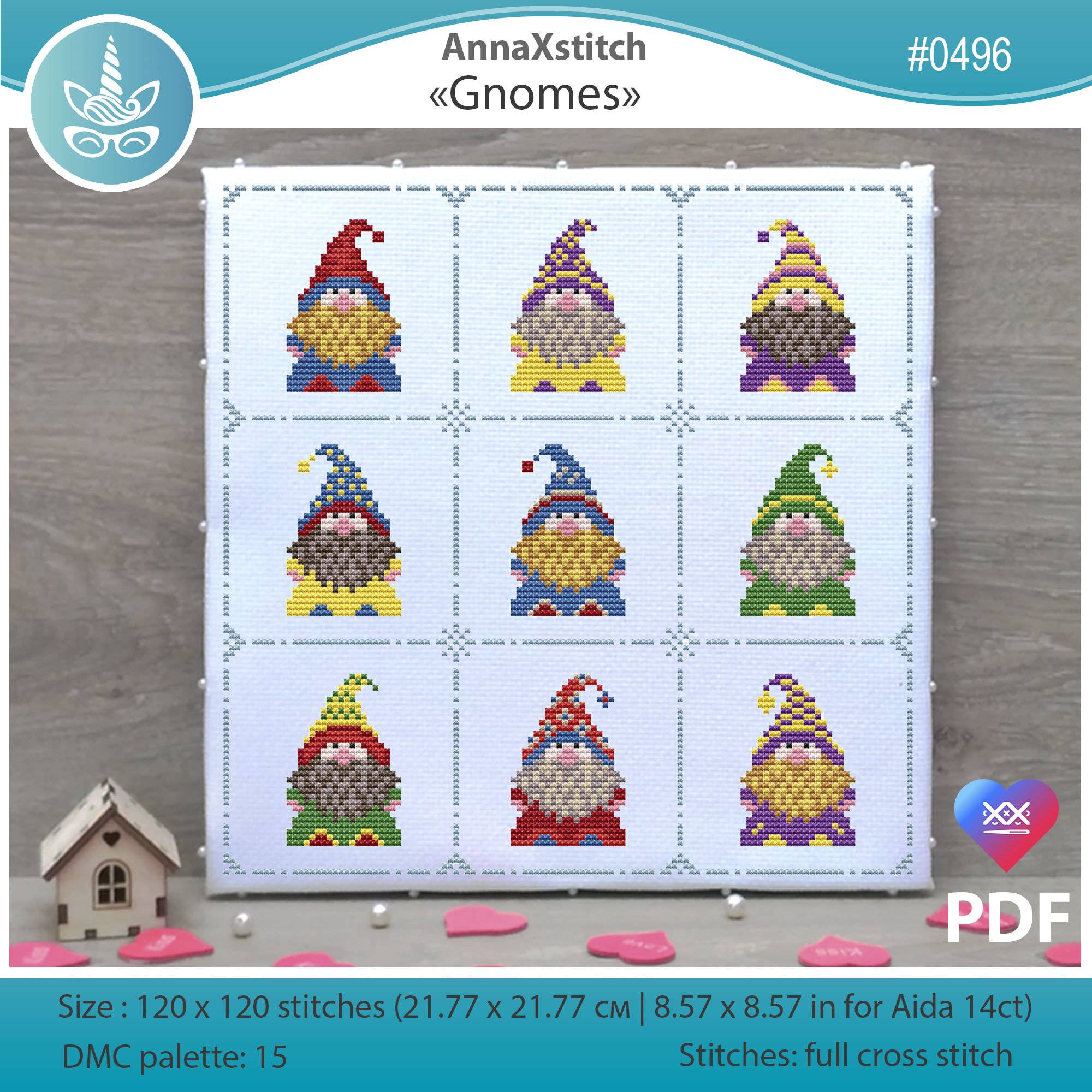 9 gnomes cross stitch pattern pdf by AnnaXStitch Christmas Etsy