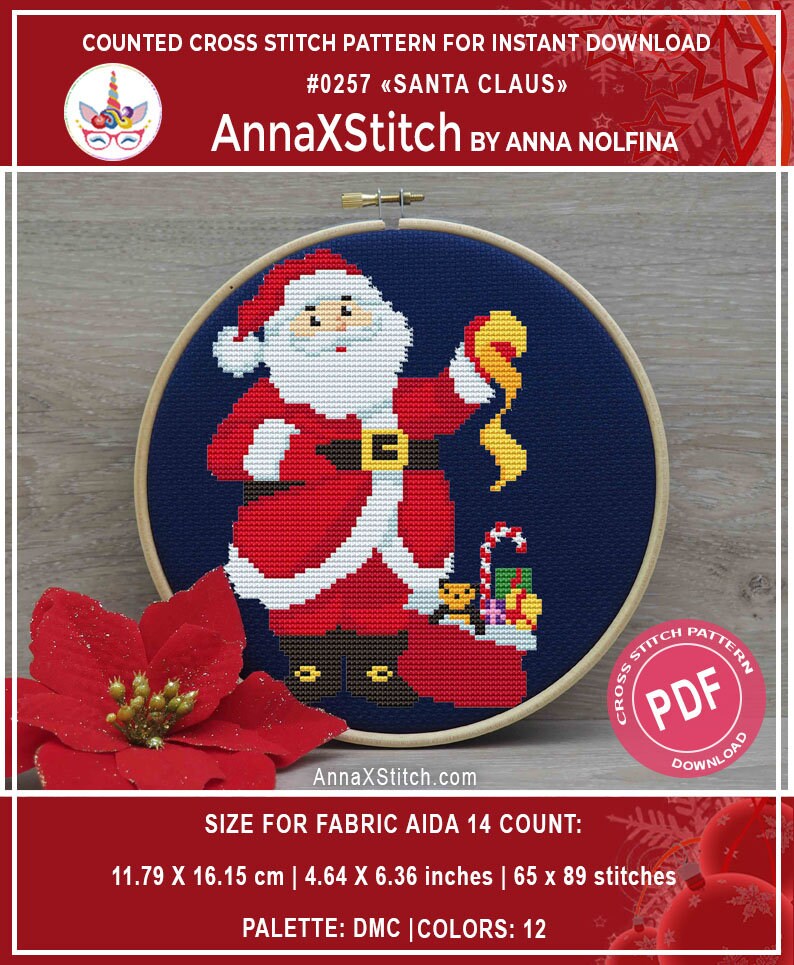 Christmas cross stitch patterns pdf /set of 7/ by AnnaXStitch Etsy