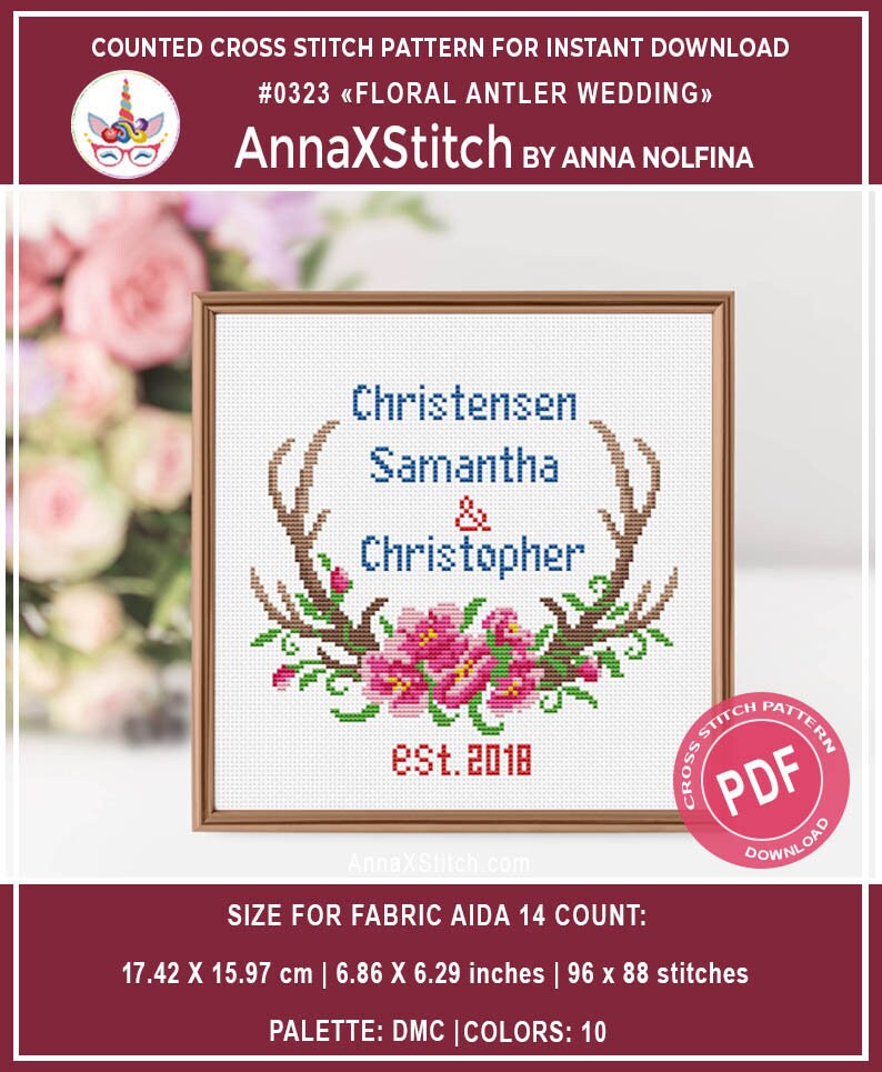 Wedding Cross Stitch Pattern Pdf by Annaxstitch Floral Etsy