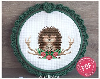 Hedgehog cross stitch pattern pdf - Baby embroidery chart - Baby shower gift - Instant download #0212