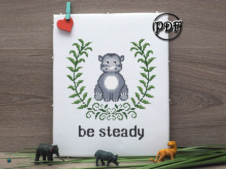 Rhino Cross Stitch Pattern Pdf Baby Animal Hand Embroidery Etsy