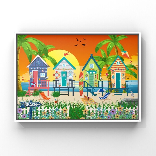 Beach Hut Wall Art Etsy