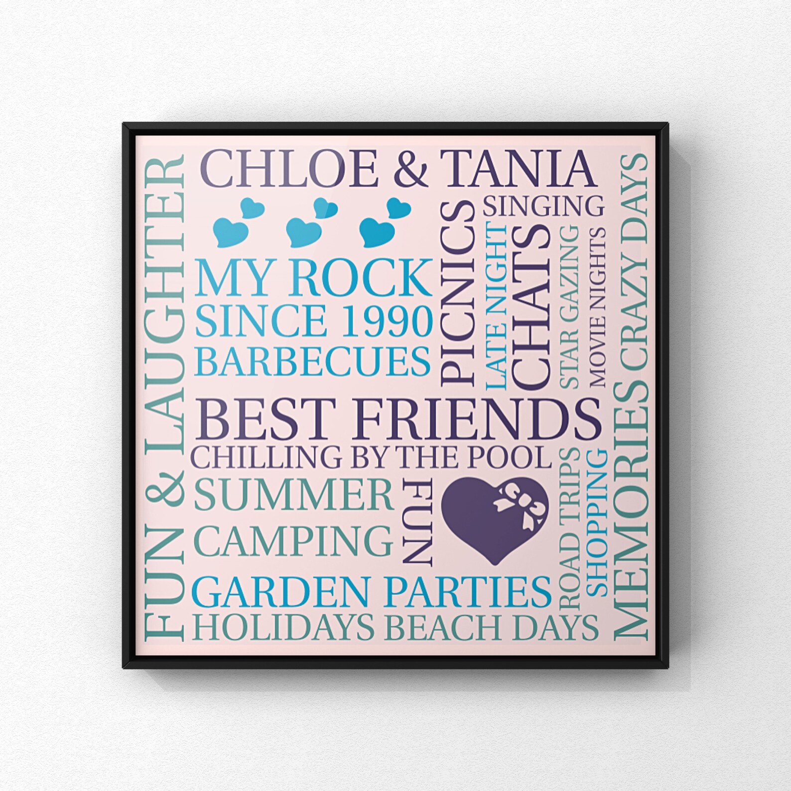Custom Best Friends Word Art Printable Wall Art Birthday | Etsy