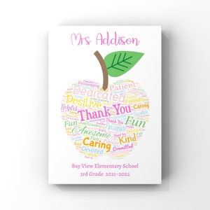 Personalised Thank You Teacher Printable Gift Apple Teacher Print Gift ...