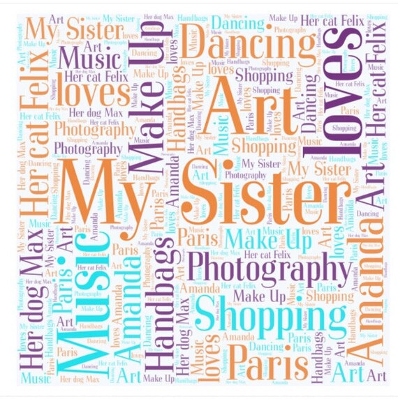 Details about   Sister Word Art Gifts Christmas Present Birthday Keepsake For Her Personalised 