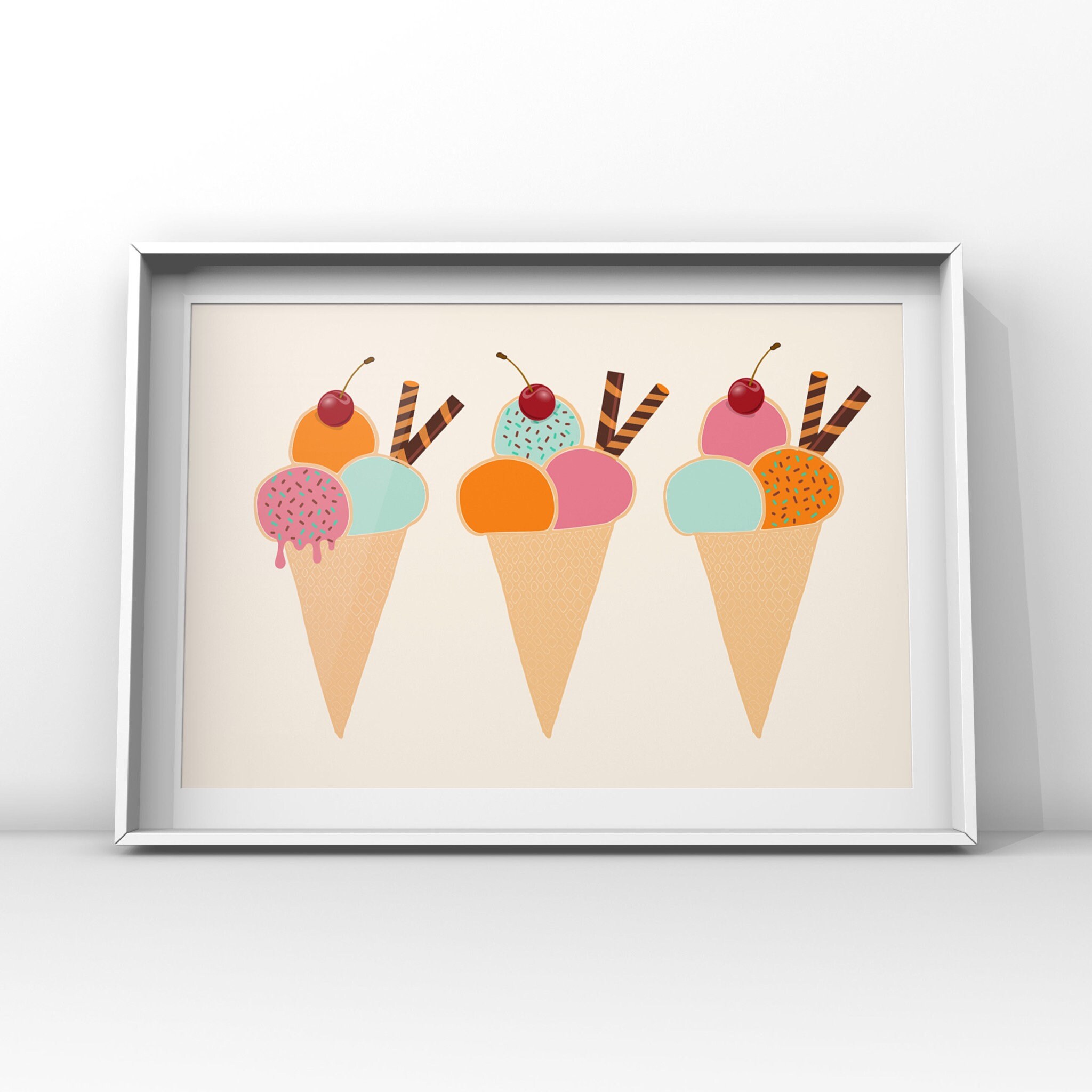 Ice Cream Summer Wall Art Printable, Ice Cream Summer Poster, Pastel