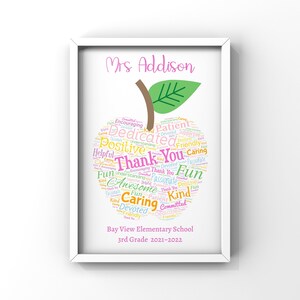 Personalised Thank You Teacher Printable Gift Apple Teacher Print Gift ...