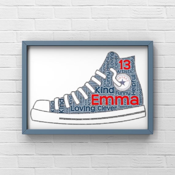 Orientalsk basen Kirken Converse Boot Word Cloud for Boy/girl Personalised Birthday - Etsy