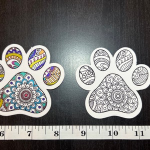 Holographic or non holo paw print color your own sticker | Small Paw Print Stickers | Vinyl Sticker | paw print window/car decals | coloring