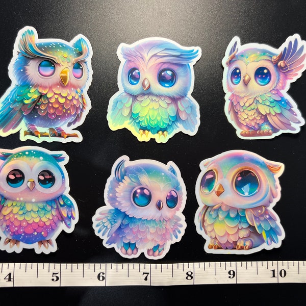 Holographic owl sticker | Owl sticker pack | Owl Sticker | Owl wall decal | Owl vinyl decal | Waterproof Sticker