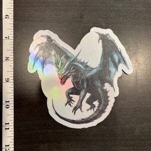 Holographic Dragon Vinyl Sticker, Fantasy Art, Horror, Spooky Water Bottle, Mythical Creature, Scary Laptop, Mystical Sticker, large decal