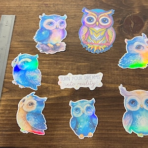 Holographic Owl Sticker Pack: Waterproof Vinyl Decals