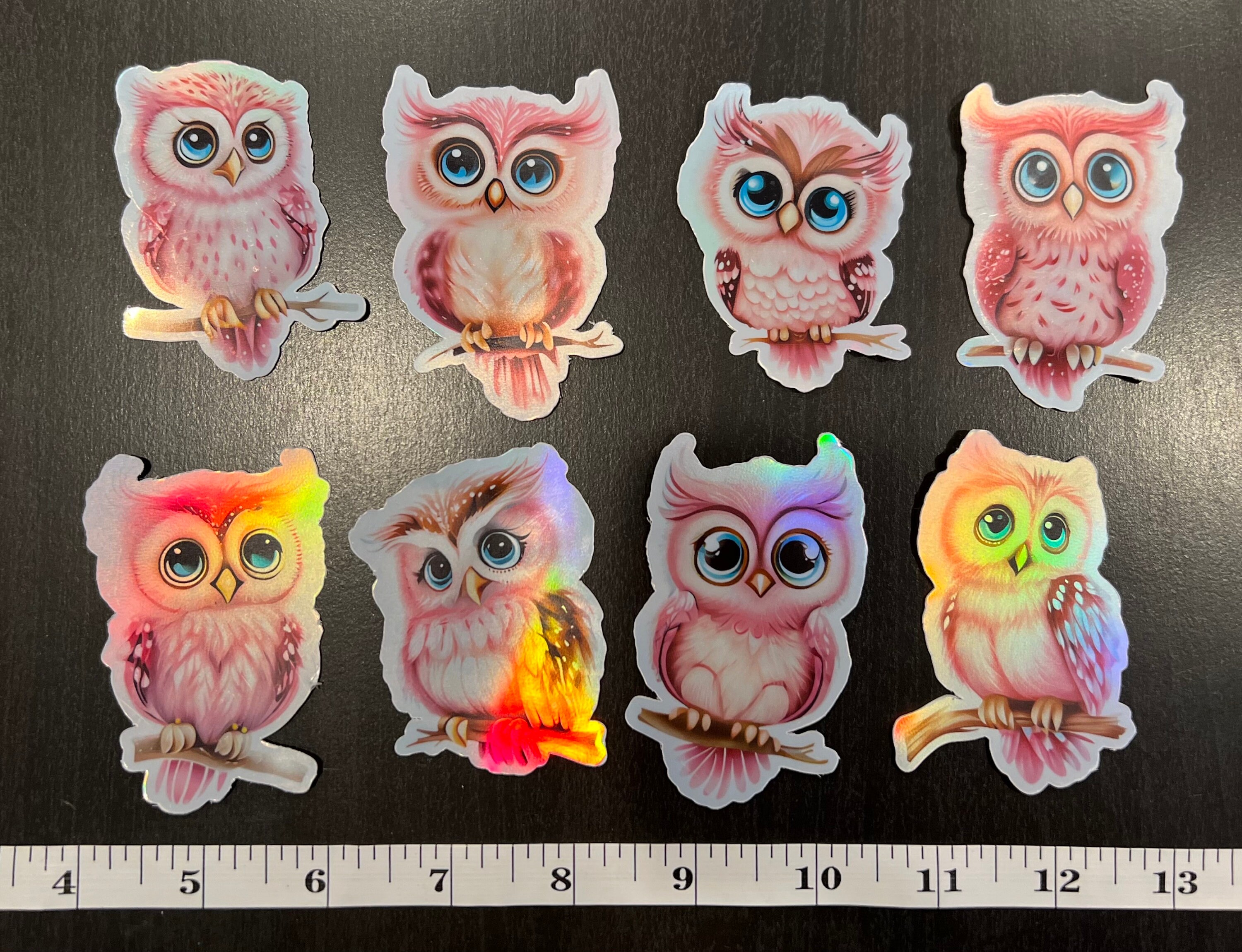 Holographic Owl Sticker Pack: Waterproof Vinyl Decals