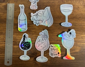 Adesivi per feste di addio al nubilato / Decalcomanie per bottiglie di vino / Planner olografico e decorazioni per wine bar / Citazioni spiritose per adulti / Bad Girl, VSCO e Hot Girl Stickers
