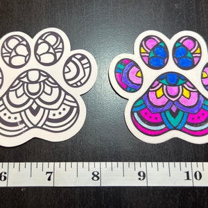 Holographic or non holo paw print color your own sticker | Small Paw Print Stickers | Vinyl Sticker | paw print window/car decals | coloring