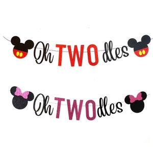 Oh Twodles banner.  Mouse Second birthday. Mouse garland. Second Birthday. Two years old. Mouse theme.
