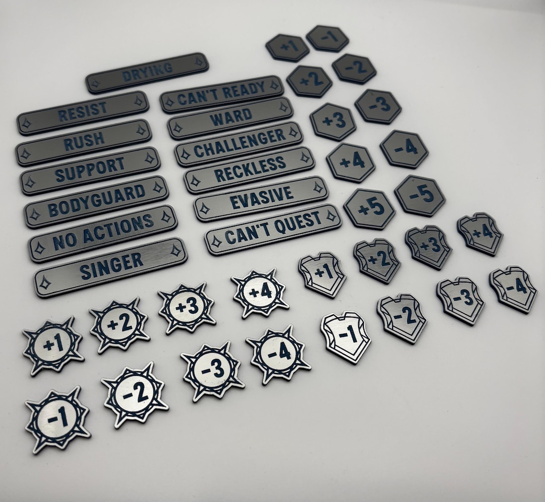 Lorcana Token - 39 Piece Full Set, Acrylic Metallic Blue - Strength ...