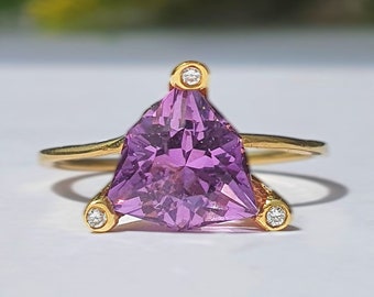 Amethyst Diamant Ring, Amethyst Verlobungsring, Amethyst Ehering, Amethyst Ring Diamant, 14K Amethyst Ring Weiß/Rose/Gelb Gold/Unikat