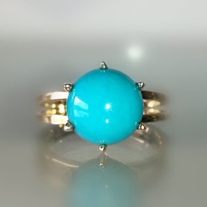 Turquoise Engagement ring, Turquoise Ring 14K, Turquoise Promise Ring,Unique Turquoise Ring, Turquoise Wedding Ring,Turquoise Solitaire Ring