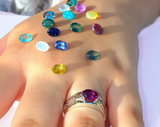 Custom Gemstone Rings, Personalized Gemstones Rings for Women Gold 14K Natural/Genuine Birthstone Rings Solid Gold for Women/her/ Mom Gift