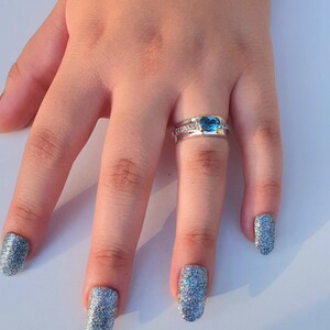 14k White Gold London Blue Topaz Oval Engagement ring, London Blue Topaz And Diamonds Wedding/Promise Ring 14k/18k Unique Gemstone Ring 14k
