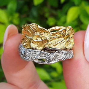 His and Hers Wedding Bands Ring Set 14k Solid Gold Wedding ring set, Couples Ring Set, Leaves Ring Set, Twig Band Ring Set, Matching Bands