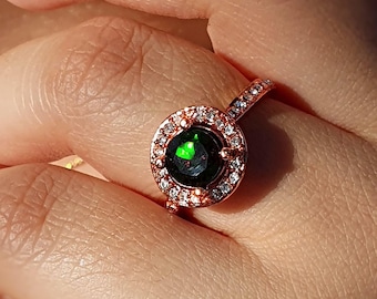 14K Opal Diamond Halo Ring, Fire Opal Ring, Opal Ring 14k Gold, Opal Diamond Ring, Black Opal Ring, Opal Statement Ring, Natural Opal Ring