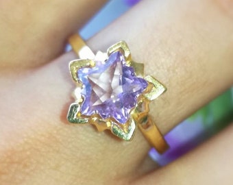 14k Gold Amethyst Solitaire Ring, Gemstone Engagement Ring 14k,Amethyst Wedding Ring 14k Gold, Amethyst Star Gold Ring,Amethyst Promise Ring