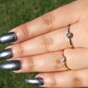 Diamond ring for women,Simple Solitaire Diamond promise ring,14k diamond stack ring,Diamond ring bezel,Diamond ring band,Thin gold band ring