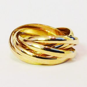 14K/18K Solid Gold Interlocked Rolling Ring Band For Women, 14k Knot Ring, Multi Band Ring, Fidget Spinner Ring, Unique Anniversary Ring