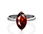 Marquise Cut Engagement ring 14K Gold, Single Stone Ring 14k, Simple Garnet Ring 14k,January Birthstone ring,Garnet Solitaire Large Ring 14K