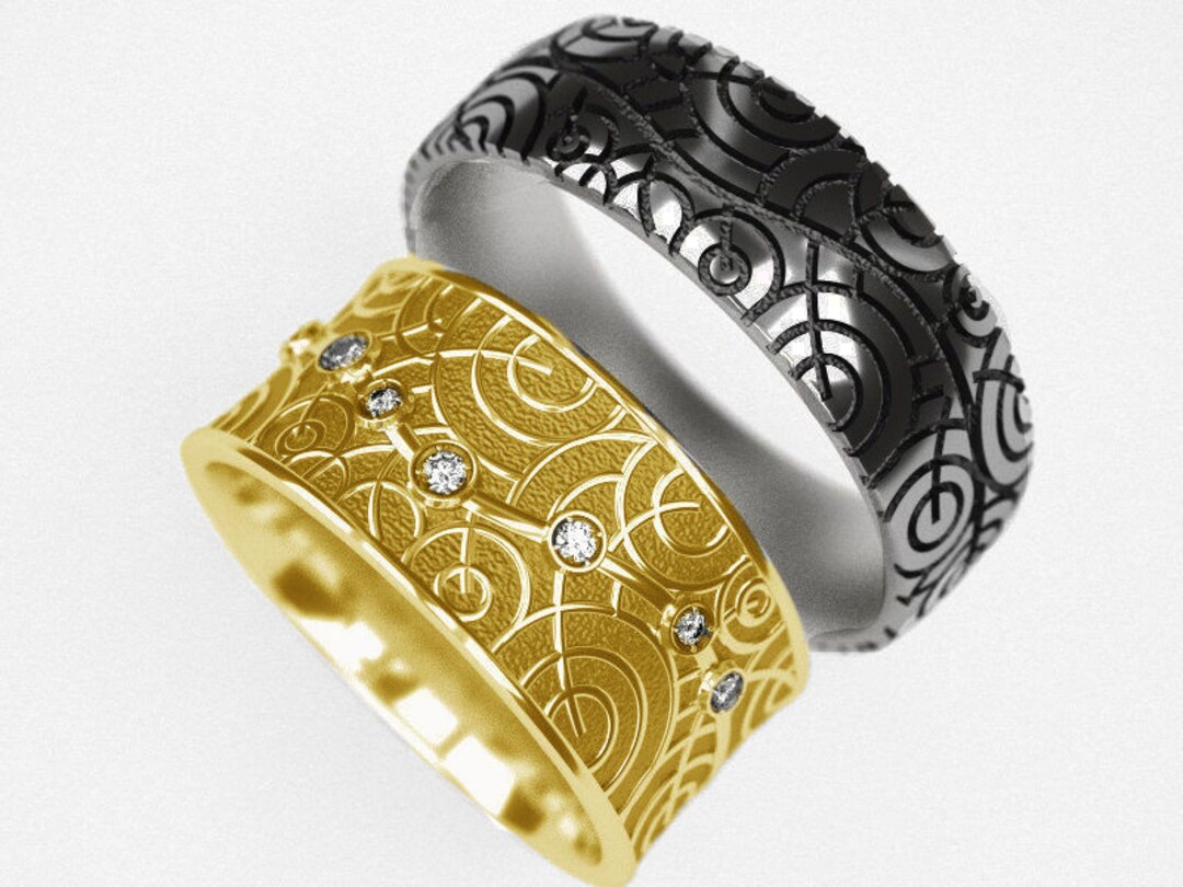 Black gold wedding rings his and hers discount