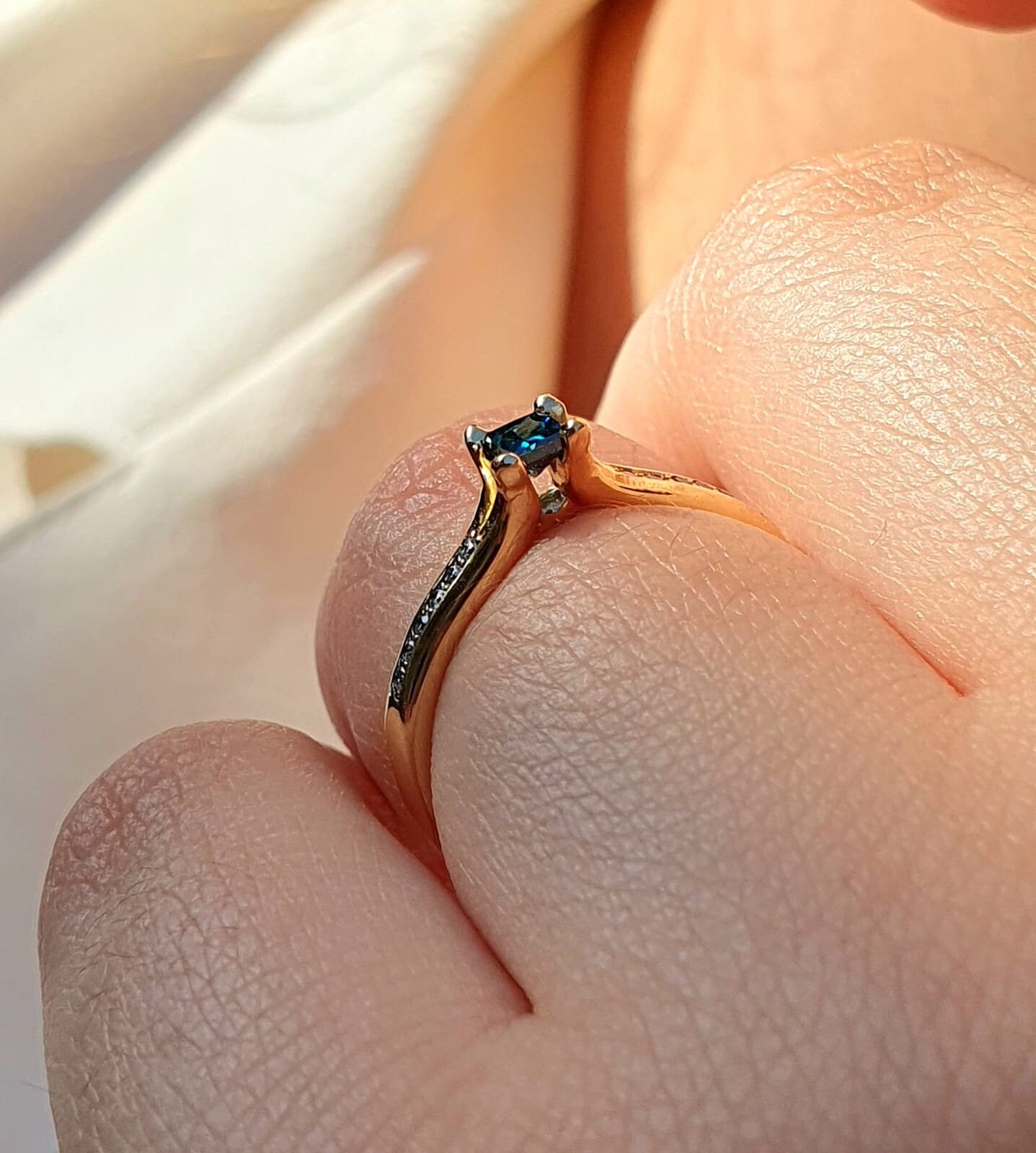 ロー Blue Diamond Engagement Ring, Princess Cut Engagement Ring