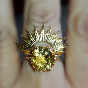 Anillo solitario de citrino de 14 k, anillo de compromiso de citrino, anillo de citrino natural, anillo de citrino para mujer, regalo para ella, anillo de piedra natal de citrino