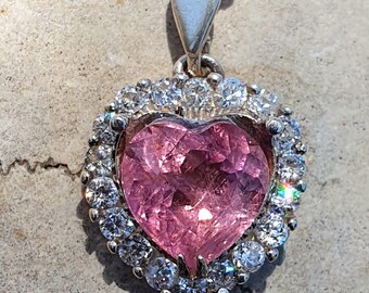 Collana con tormalina rosa Ciondolo con pietra portafortuna
