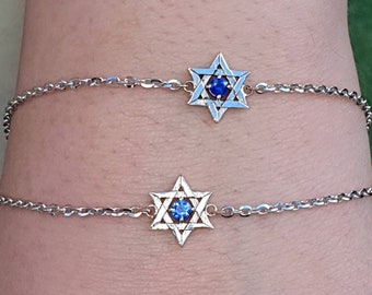 14K Solid Gold Star Of David Bracelet For Women,Men, Sterling Silver 925 Magen David Bracelet, Jewish Star gift, Jewish Gift for Her/Him