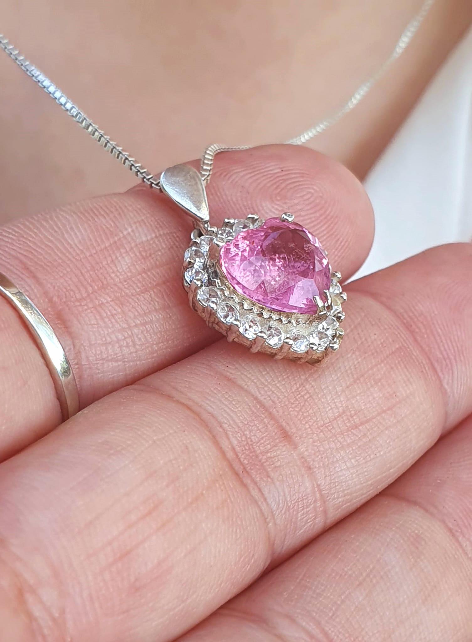 トルマリンネックレス ハートシェイプ ピンクトルマリン ダイヤモンドネックレス 14K
