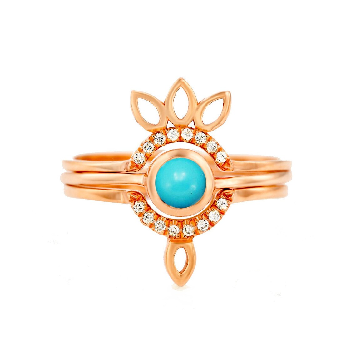 Turquoise Rings Set of 3 with diamondsDiamonds ring | Etsy