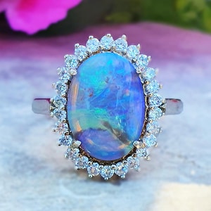 3 CT Lightning Ridge Opal Ring, Opal Diamond Ring, Australian Opal Ring, Natural Opal Ring,Fire Opal Ring,Solid Opal Ring,One Of A Kind Ring