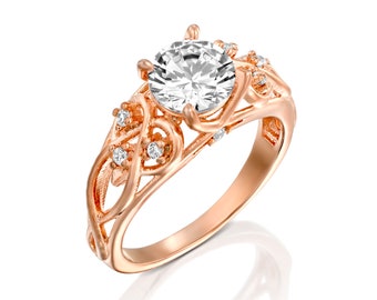 2 CT lab Grown Diamond Ring, 14k Rose gold Diamond Celtic Engagement Ring, 14k Knot Engagement Ring, IGI Certified Ring, Celtic Diamond Ring